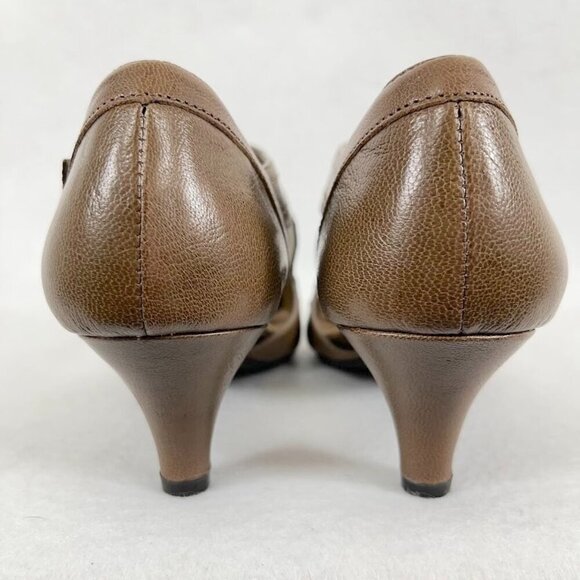 Aerosoles Leather Kitten Heels Ankle Strap Retro Grandma Tan 7.5 - Picture 6 of 8